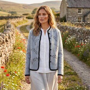 Covelo cut out embroidered boiled wool jacket cottagecore XL